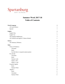 Summer Work 2017-18 Table of Contents