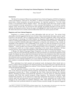 Prolegomena to Pursuing Gross National Happiness