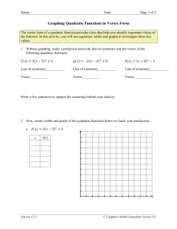 Graphing Quadratic Functions in Vertex Form