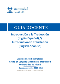 Introducci&oacute;n a la Traducci&oacute;n (Ingl&eacute;s