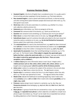 Grammar Revision Sheet.