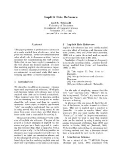 Implicit Role Reference Joel R. Tetreault