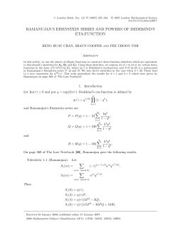 ramanujan`s eisenstein series and powers of dedekind`s eta
