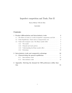 Imperfect competition and Trade, Part II