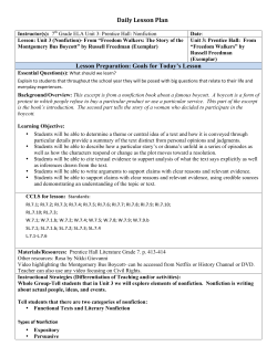 Daily Lesson Plan Lesson Preparation: Goals for Today`s Lesson