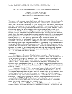 The Effect of Disclosure on Relating to Others