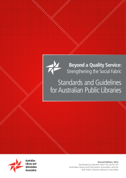 Standards and guidelines for Australian public libraries 2012