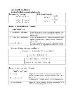 Calculus II: Dr. Staples Section 7.2 Trigonometric Integrals m