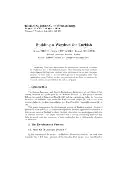Building a Wordnet for Turkish - Sabanci University Research
