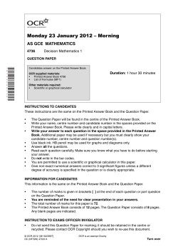 Question paper - Unit 4736 - Decision mathematics 1