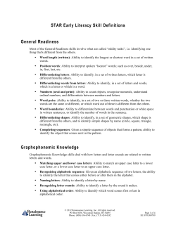 STAR Early Literacy Skill Definitions General Readiness