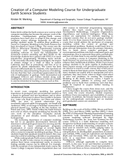 Creation of a Computer Modeling Course for Undergraduate Earth