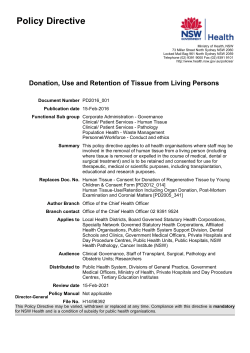 Donation, Use and Retention of Tissue from Living Persons