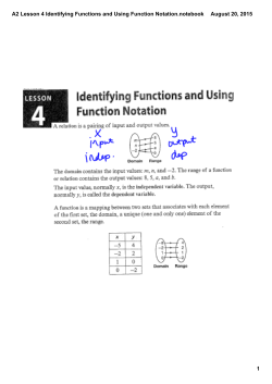 A2 Lesson 4 Identifying Functions and Using Function Notation