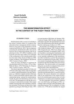 THE MISINFORMATION EFFECT IN THE CONTEXT OF THE FUZZY
