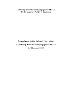 Amendment to the Rules of Operations