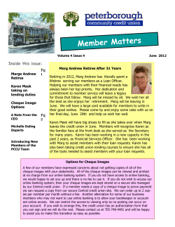 June`s PBOCCU newsletter - Peterborough Community Credit Union