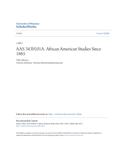 AAS 343H.01A: African American Studies Since 1865