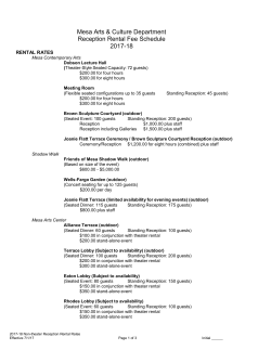 2017-2018 Reception Rental Fees Schedule