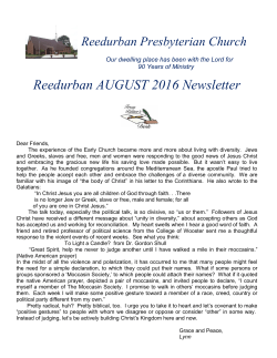 Reedurban AUGUST 2016 Newsletter