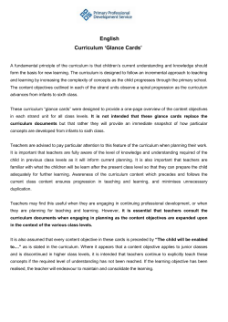 English Curriculum `Glance Cards`