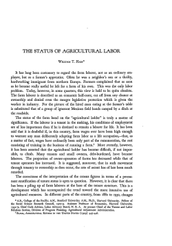 The Status of Agricultural Labor - Duke Law Scholarship Repository