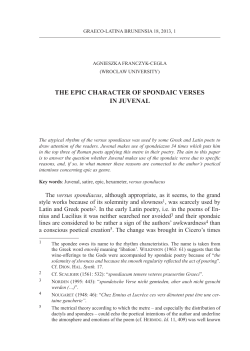 THE EPIC CHARACTER OF SPONDAIC VERSES IN JUVENAL