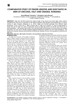 comparative study of finger lengths and digit ratio in men of ancona
