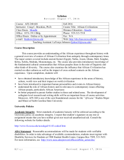 AFS 240 - African Civilizations