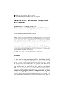 Endemism, diversity, and the threat of tropical moist forest extinctions