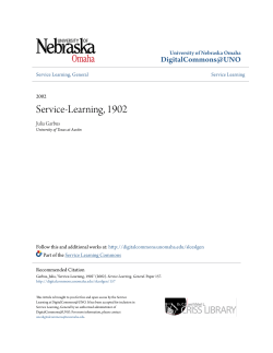 Service-Learning, 1902 - DigitalCommons@UNO