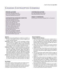 CANADIAN CONTRACEPTION CONSENSUS