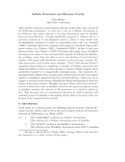 Definite possessives and discourse novelty