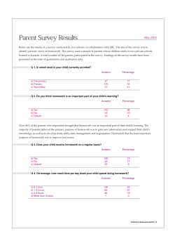 Homework Survey - Teachers` Resource Centre
