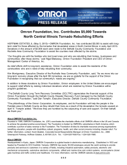 Omron Foundation, Inc. Contributes $5,000 Towards North Central