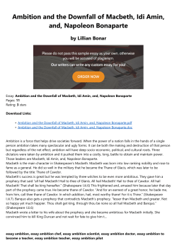 Ambition and the Downfall of Macbeth, Idi Amin, and, Napoleon