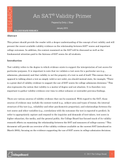 An SAT&reg; Validity Primer - College Board