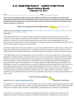 R.B. Stall High School – Article of the Week Black History Month