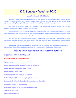 K-2 Summer Reading 2015 - Bensalem School District