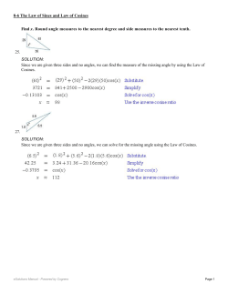 8-6 The Law of Sines and Law of Cosines p593 27