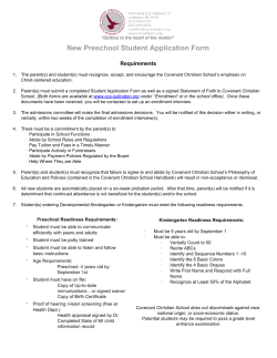New Preschool Student Application Form