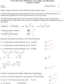 Organic Chemistry I Exam 1 [2008]