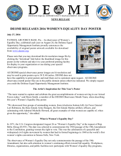 DEOMI RELEASES 2016 WOMEN`S EQUALITY DAY POSTER