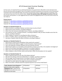 AP US Government Summer Reading Fall 2014