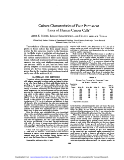 Culture Characteristics of Four Permanent Lines