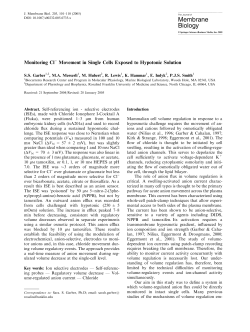 Monitoring Cl&minus; Movement in Single Cells Exposed to Hypotonic