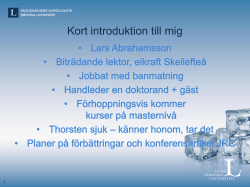 Kort introduktion till mig