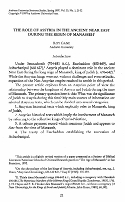 THE ROLE OF ASSYRIA I N THE ANCIENT NEAR EAST DURING
