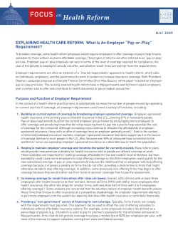 Explaining Health Care Reform: What is Employer "Pay-or