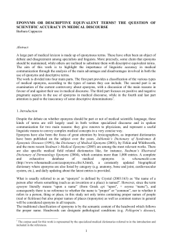 eponyms or descriptive equivalent terms? the question